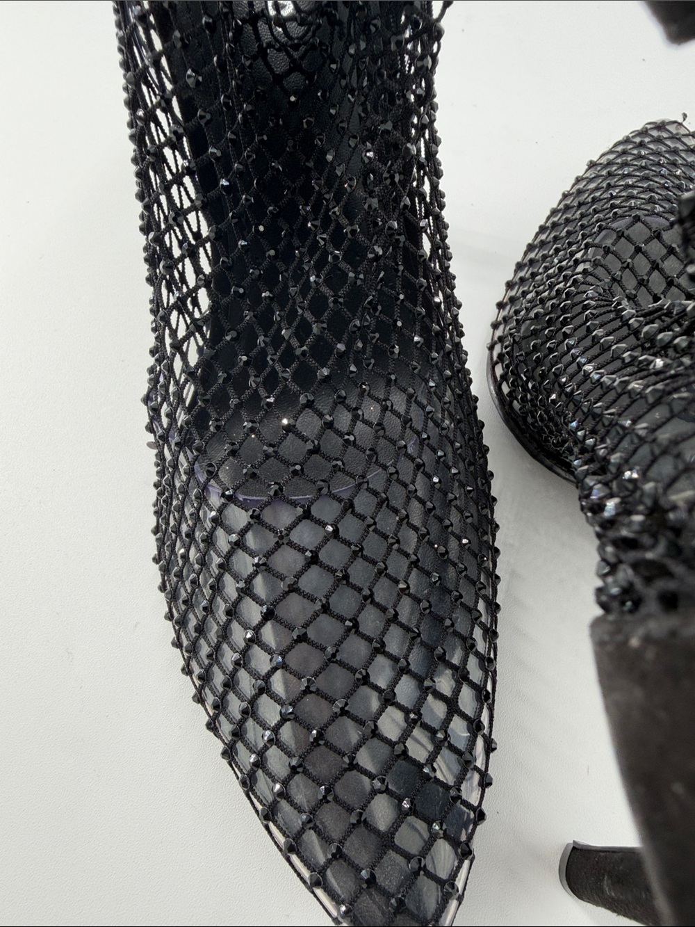 Charles David Black Mesh Pointed-Toe Stiletto Ankle Boots